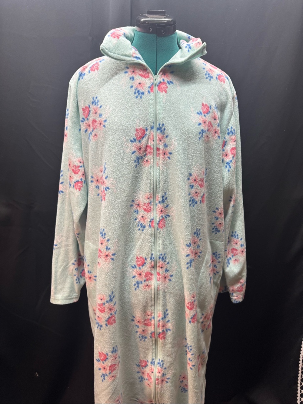 Women's Mint Floral Zip-Front Cozy